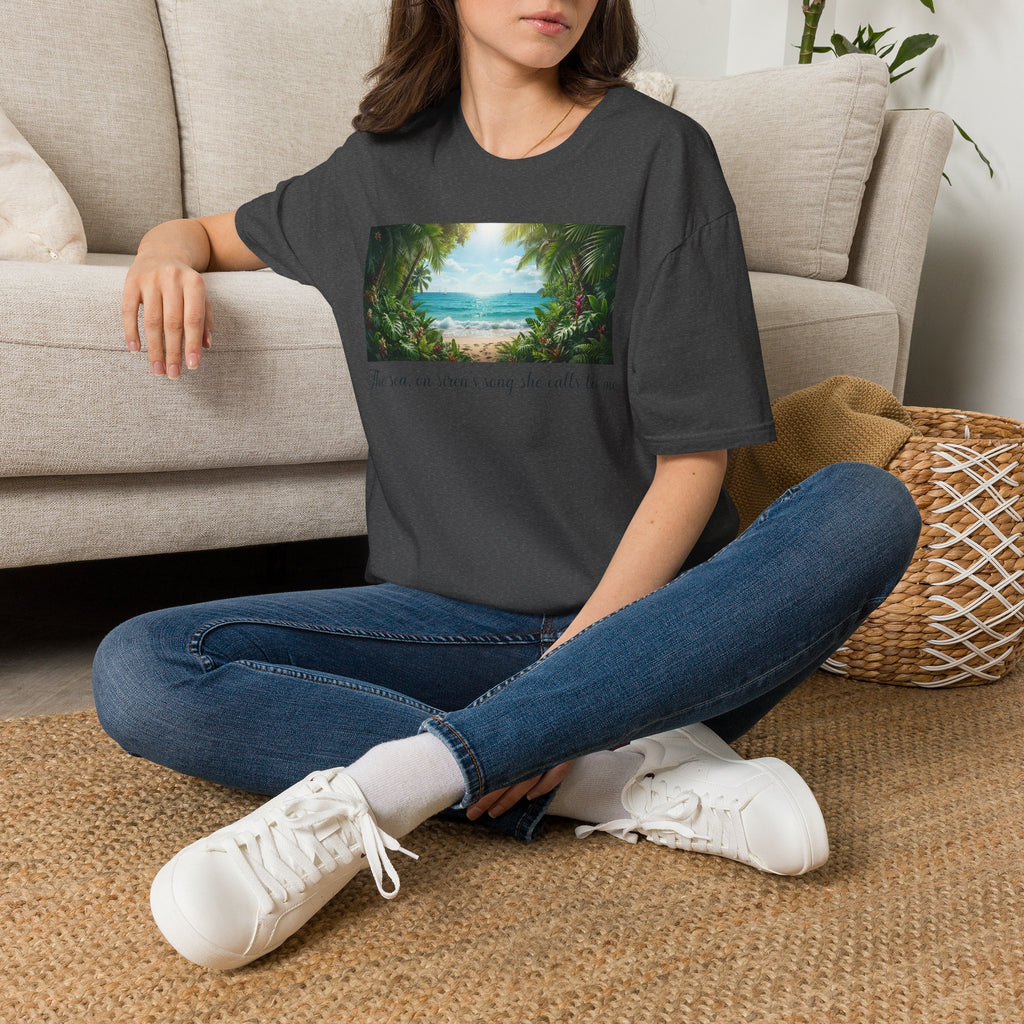 Beachscape T-Shirt — "The sea, an siren's song she calls to me" Scenic Coastal Tee