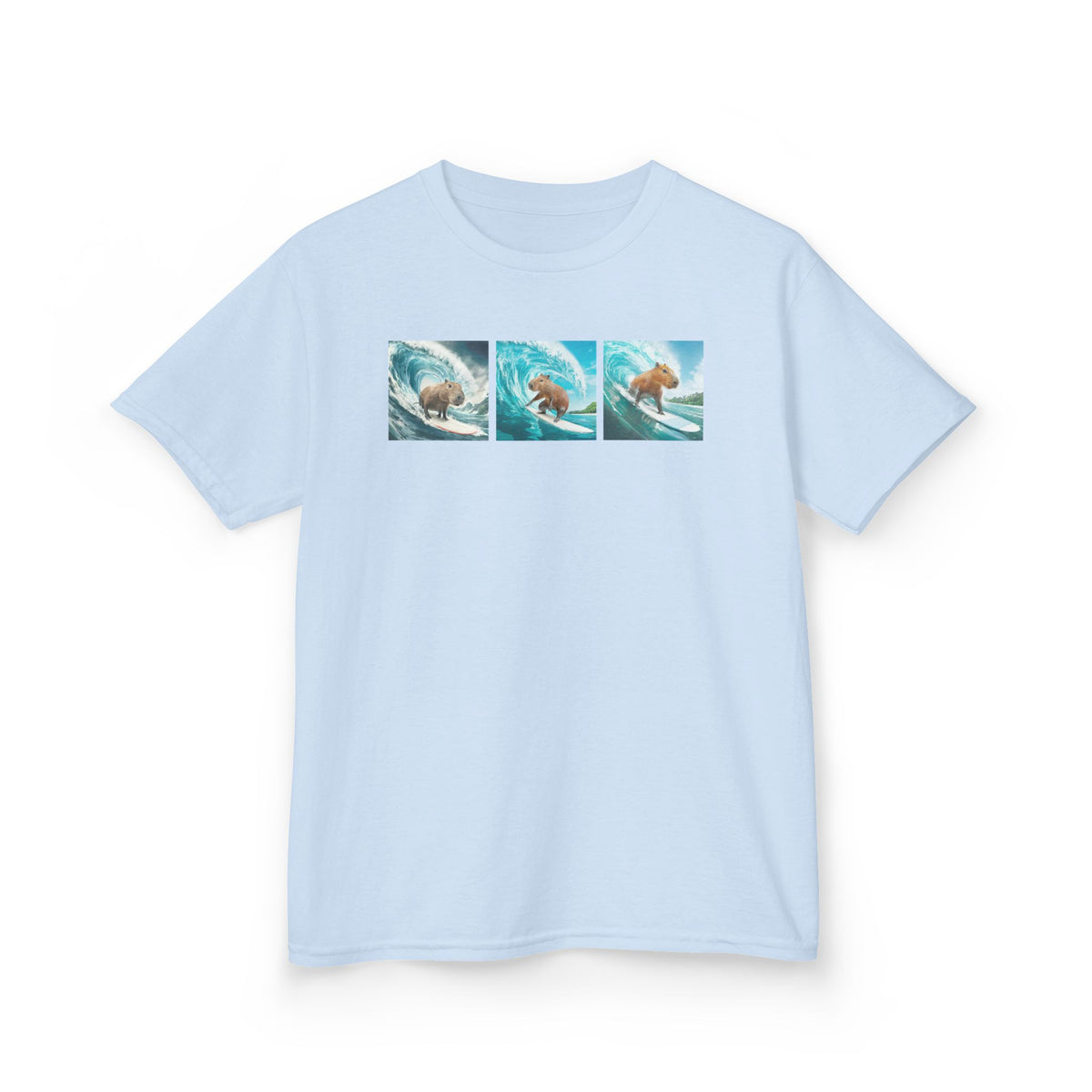 Kids Surfing Waves Tee — Triple Wave Surfboard Graphic Kids T‑Shirt
