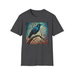 Raven Art T‑Shirt — Mystical Blue Crow Illustration Tee