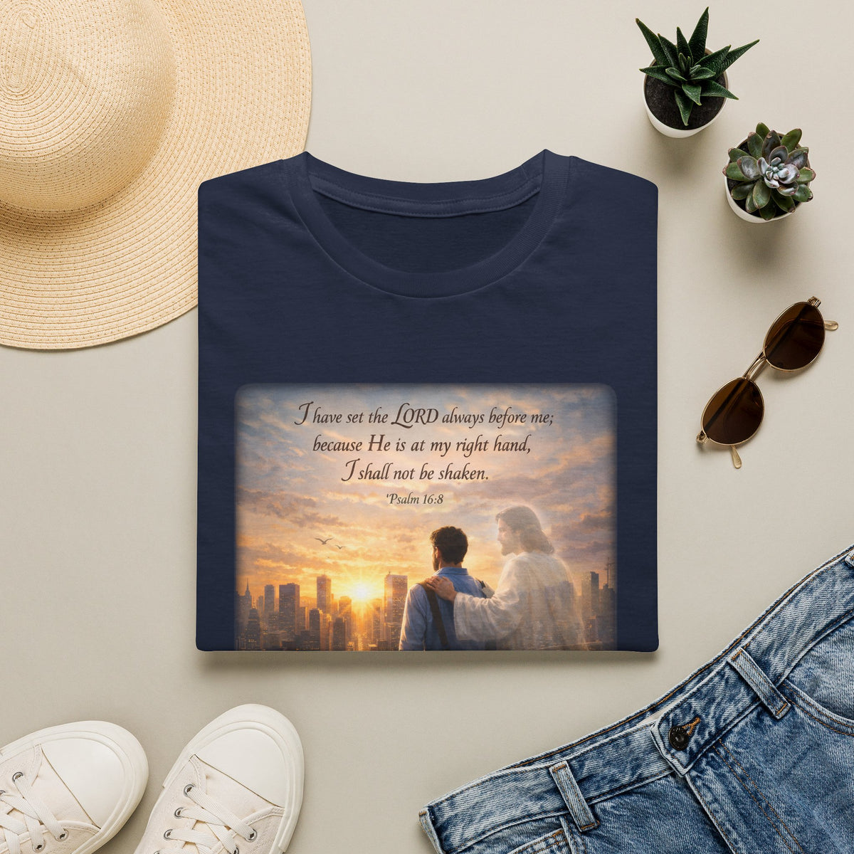 Christian Faith T-Shirt — Psalm 16:8 "I Have Set the LORD Always Before Me" Inspirational Tee