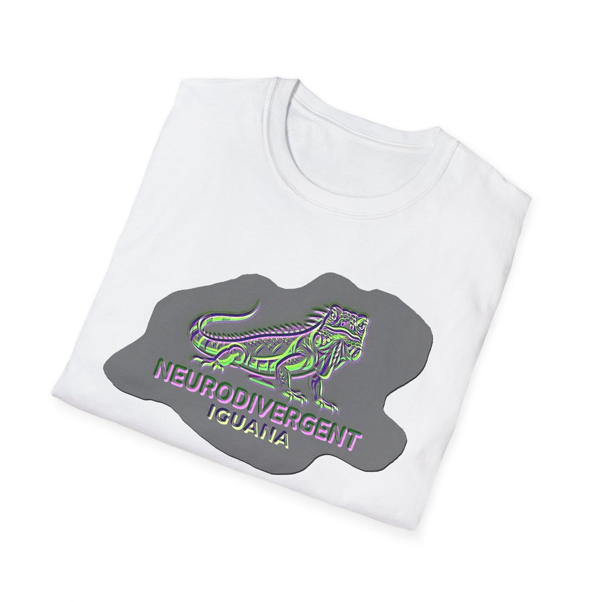 Neurodivergent Iguana Graphic T‑Shirt — Pride-Lit Earthtone Design