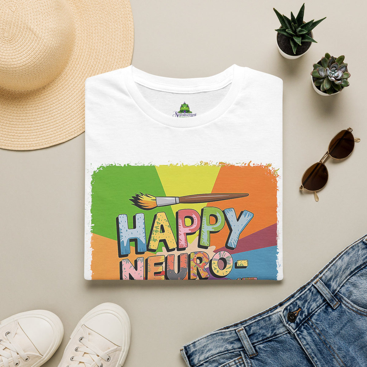 Happy Neurodivergent T-Shirt — Colorful Pride Art Tee