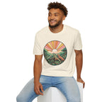Sunrise Jungle T-Shirt — Retro Tropical Sunset Graphic Tee