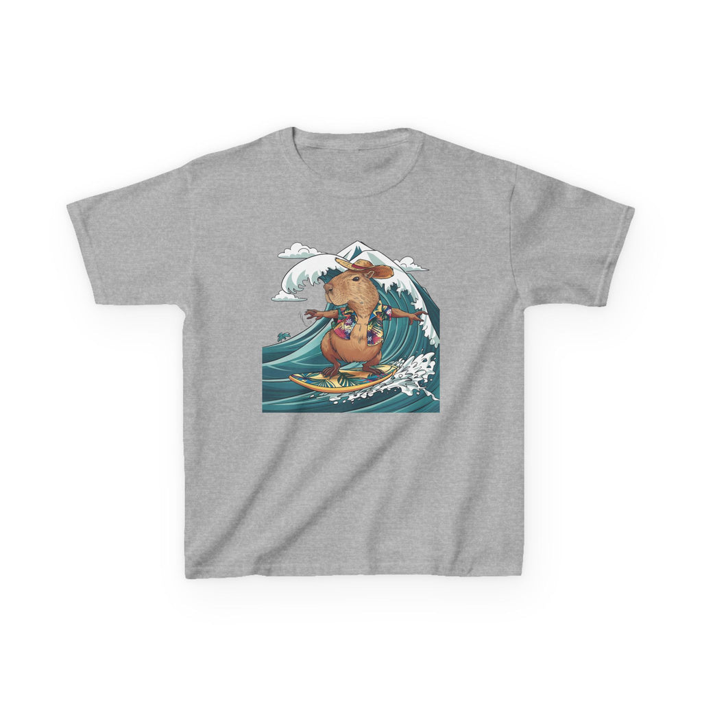 Kids Surfing Bear Graphic Tee — Cute Adventure Whale-Wave Design