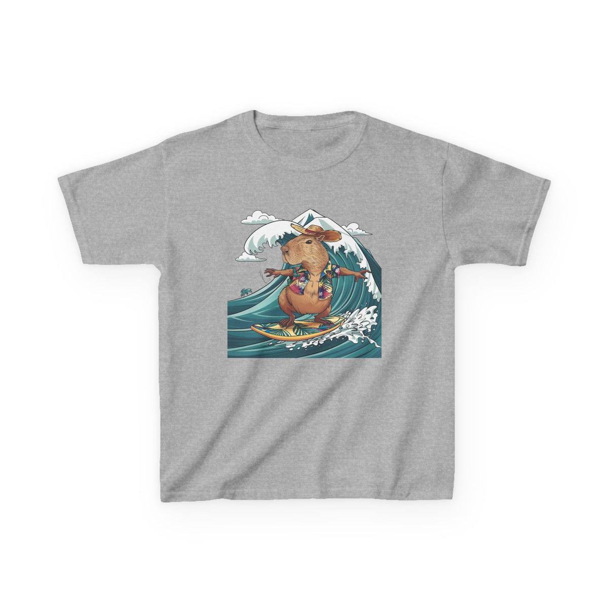 Kids Surfing Bear Graphic Tee — Cute Adventure Whale-Wave Design