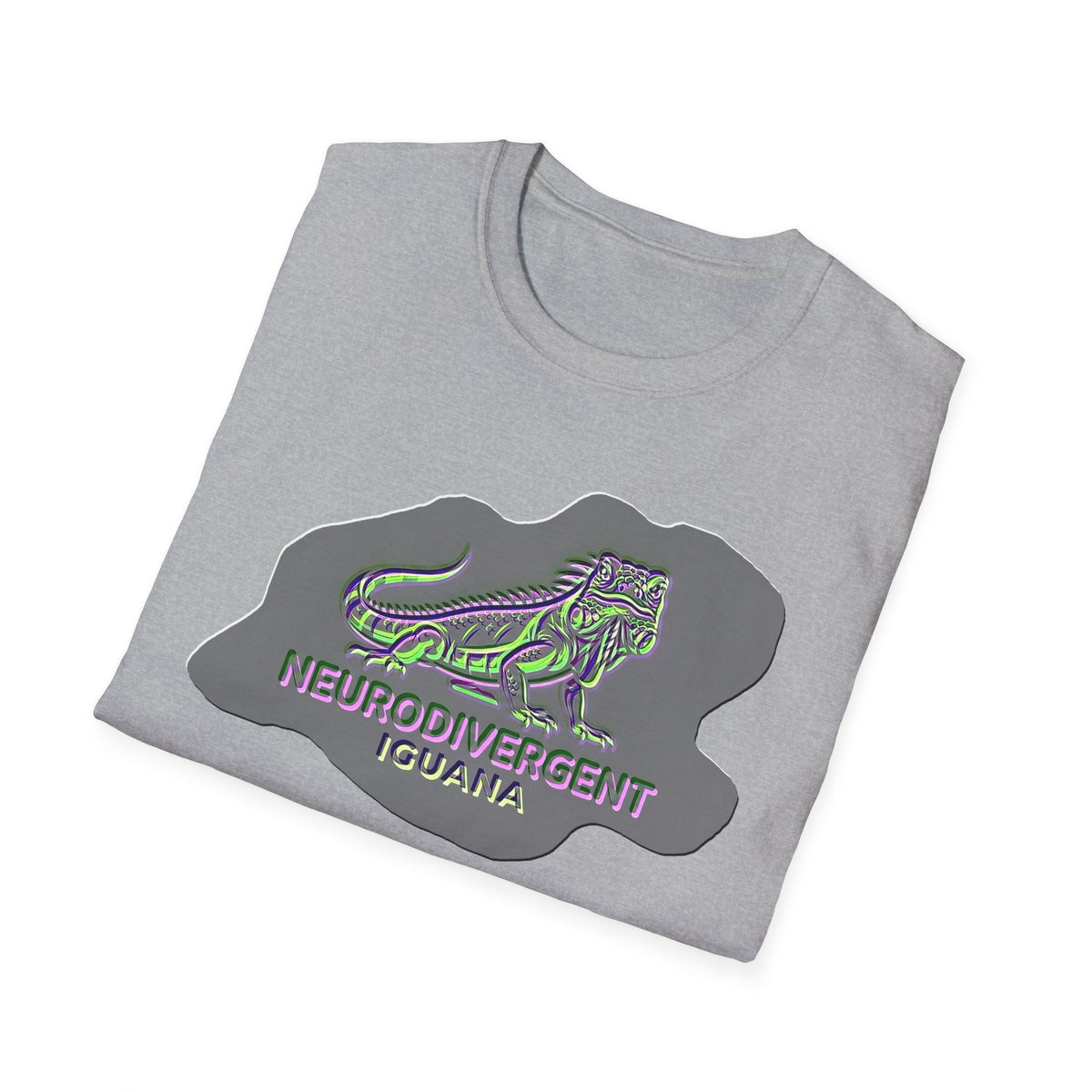 Neurodivergent Iguana Graphic T‑Shirt — Pride-Lit Earthtone Design