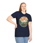 Sunrise Jungle T-Shirt — Retro Tropical Sunset Graphic Tee