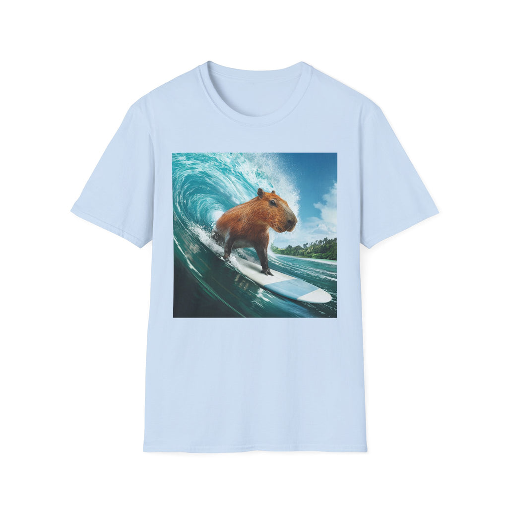 Capybara Surfing T-Shirt — Funny Animal Beach Tee