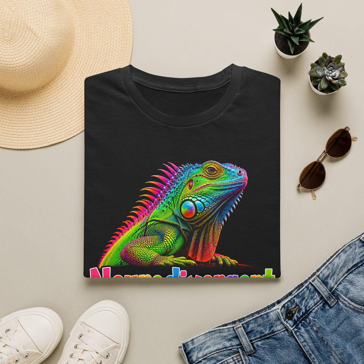 Neurodivergent Iguana T-Shirt — Colorful Pride Lizard Tee