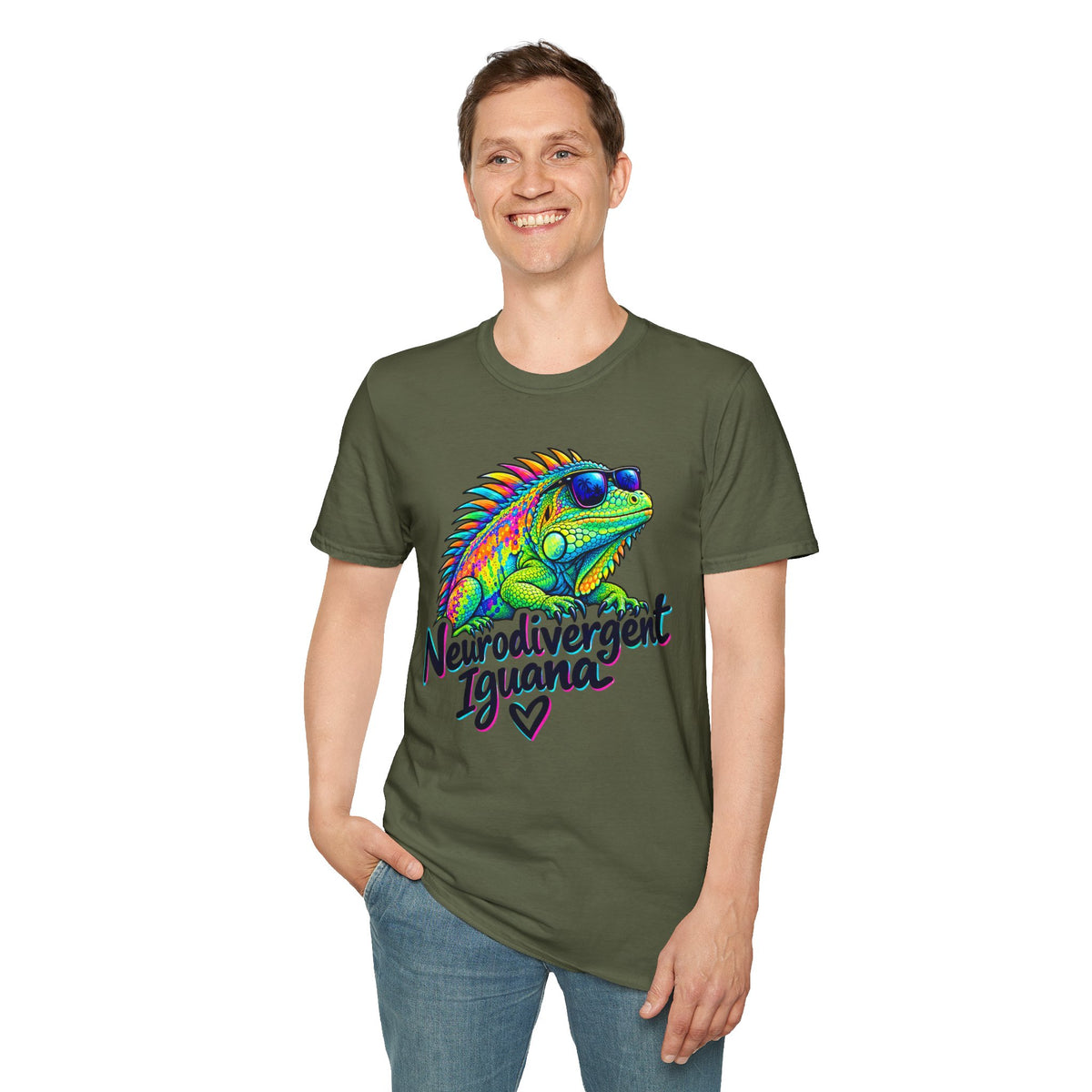 Neurodivergent Iguana T-Shirt – Colorful Pride Lizard Tee for Neurodiversity Awareness