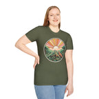 Sunrise Jungle T-Shirt — Retro Tropical Sunset Graphic Tee