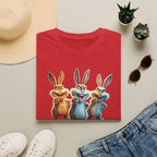 Funny Cartoon Bunnies T-Shirt — Three Playful Rabbits Graphic Tee