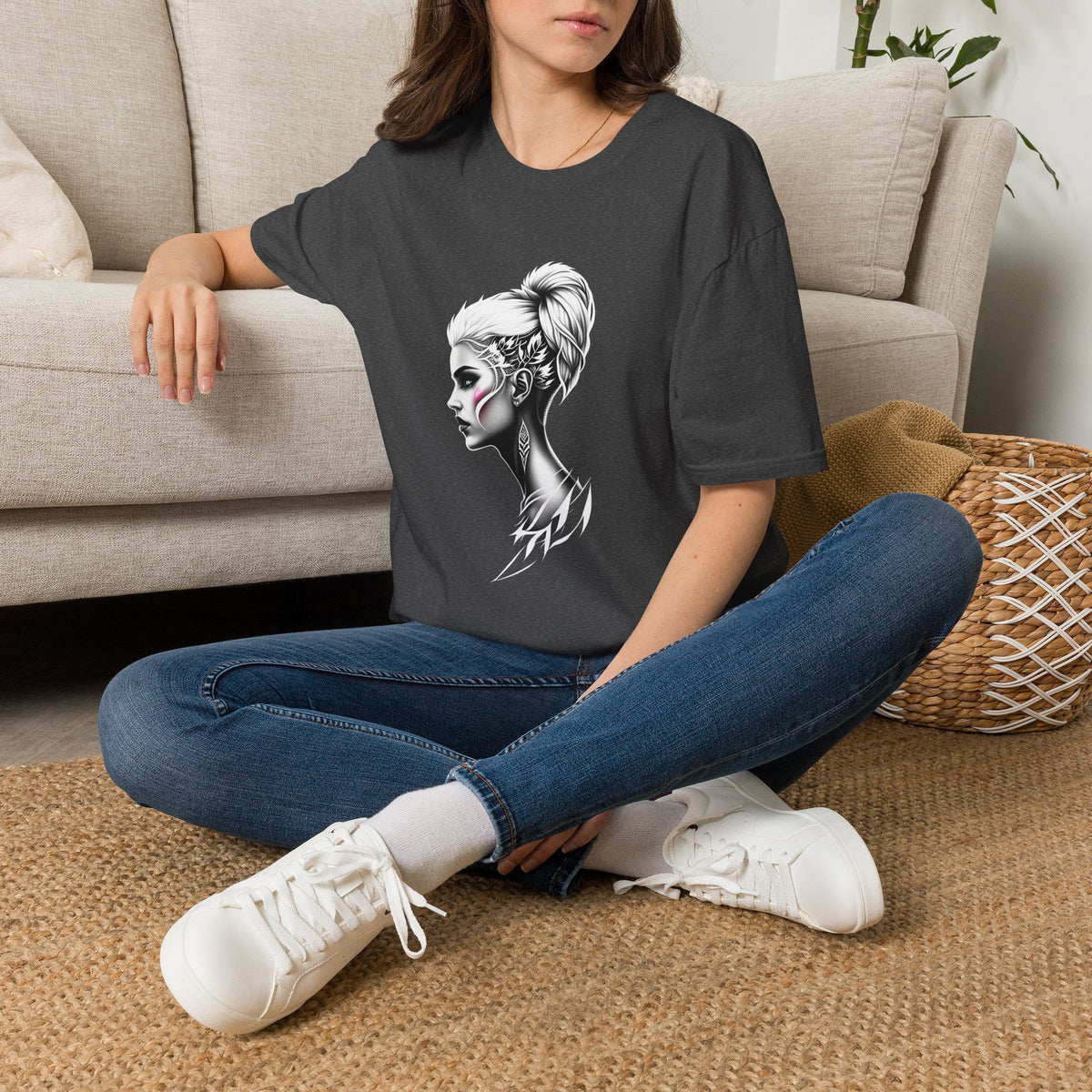 Women’s Portrait Tee — Artistic Side Profile Face Graphic T-Shirt