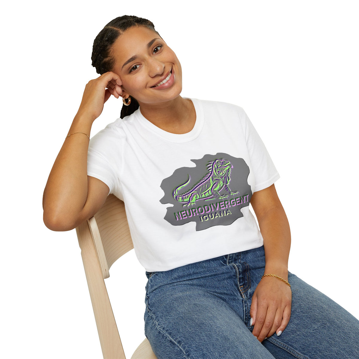 Neurodivergent Iguana T-Shirt — Colorful Pride lizard design