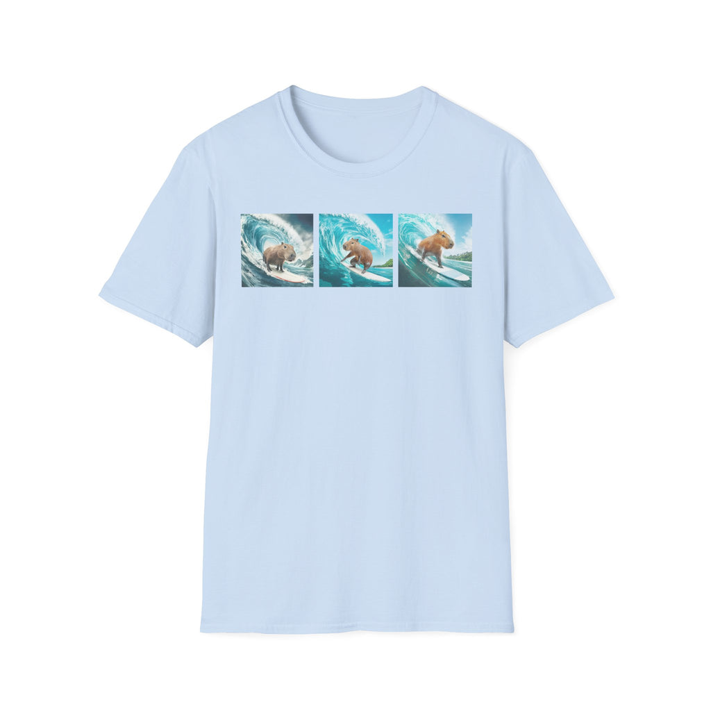 Surfing Bear T-Shirt — Vintage Triptych Wave Art Tee