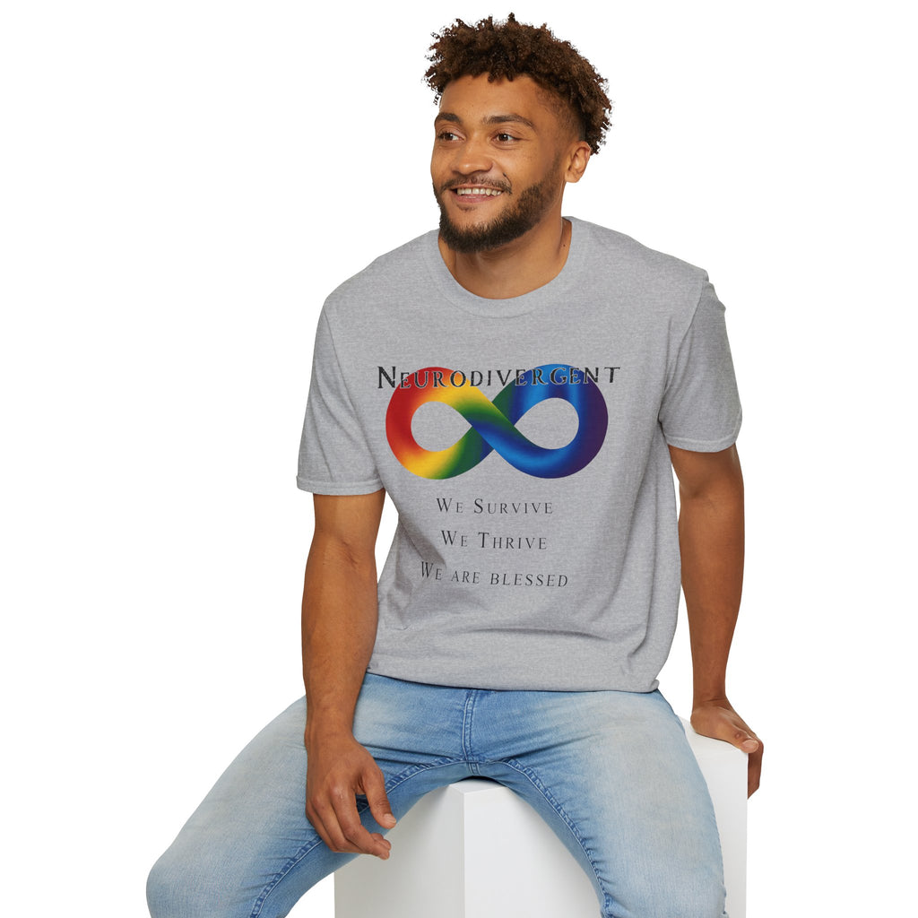 Neurodivergent Infinity T-Shirt — "We Survive, We Thrive, We Are Blessed" Pride Tee