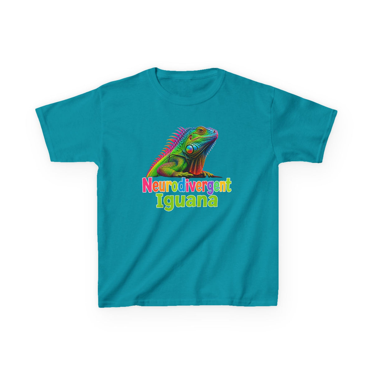 Kids T‑Shirt — Colorful "Neurodivergent Iguana" Graphic Tee