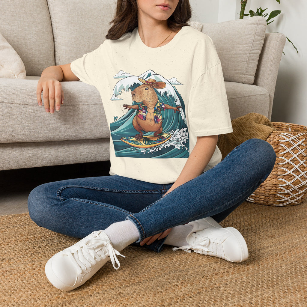 Capybara Surfing T-Shirt — Tropical Hawaiian Capybara Graphic Tee
