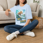 Capybara Surfing T‑Shirt — "Chill Dude!" Beach Vibe Tee