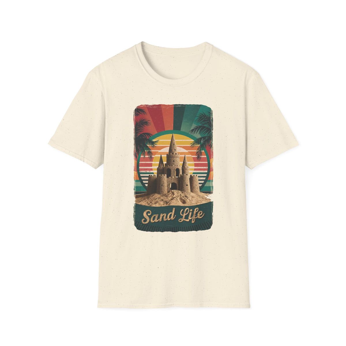 Sand Life T-Shirt — Retro Palm Tree Sandcastle Beach Tee
