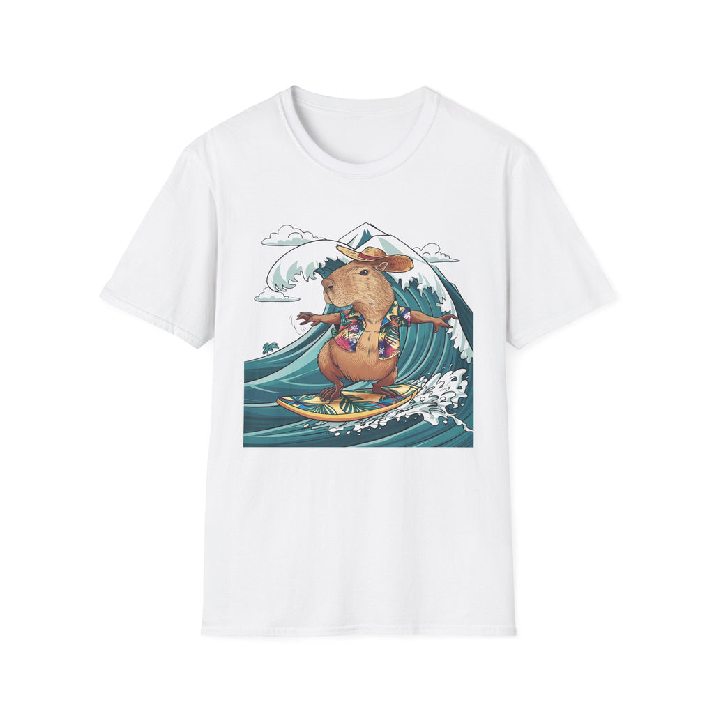 Capybara Surfing T-Shirt — Tropical Hawaiian Capybara Graphic Tee