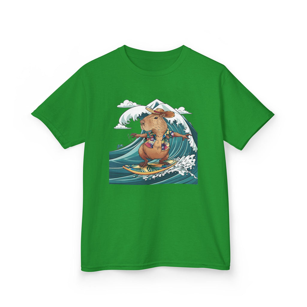 Kids Surfing Bear Graphic Tee — Cute Adventure Whale-Wave Design