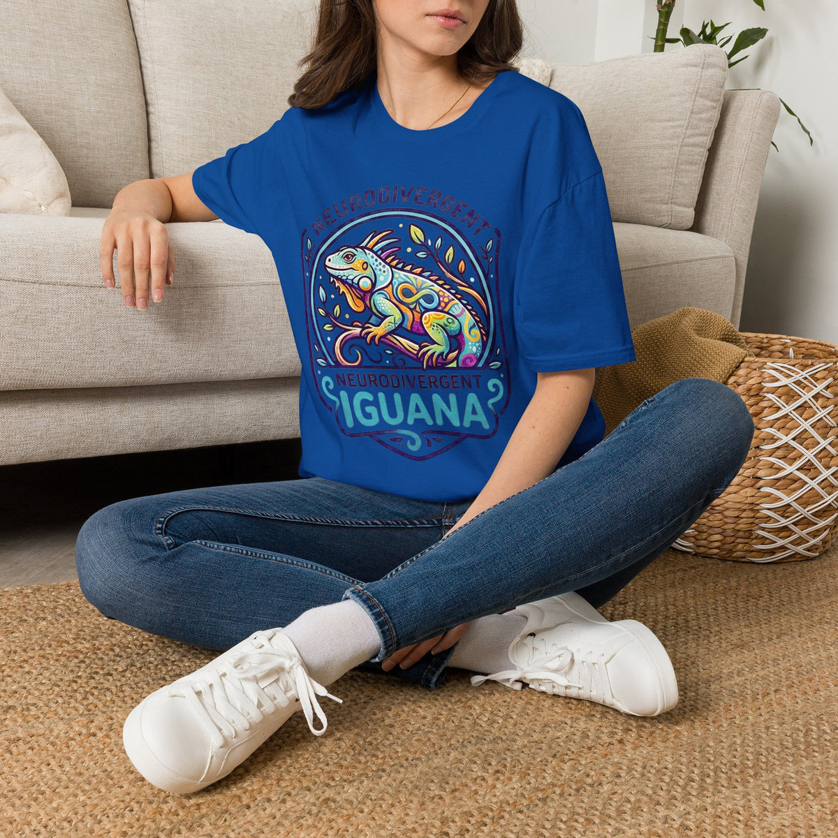 Neurodivergent Iguana T-Shirt — Colorful Pride Design for Neurodiversity Awareness