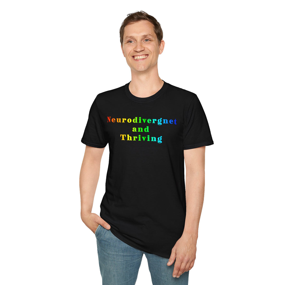 Neurodivergent and Thriving T-Shirt – Rainbow Pride Neurodiversity Tee