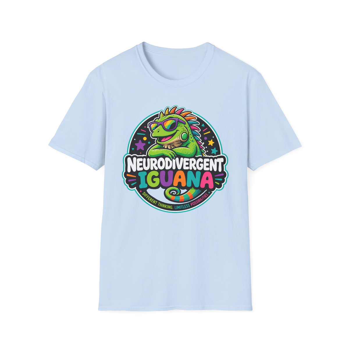 Neurodivergent Iguana T-Shirt — Colorful Pride Graphic Tee