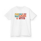 Kids T‑Shirt – "Powered by Dopamine & Spite" Retro Graphic Tee