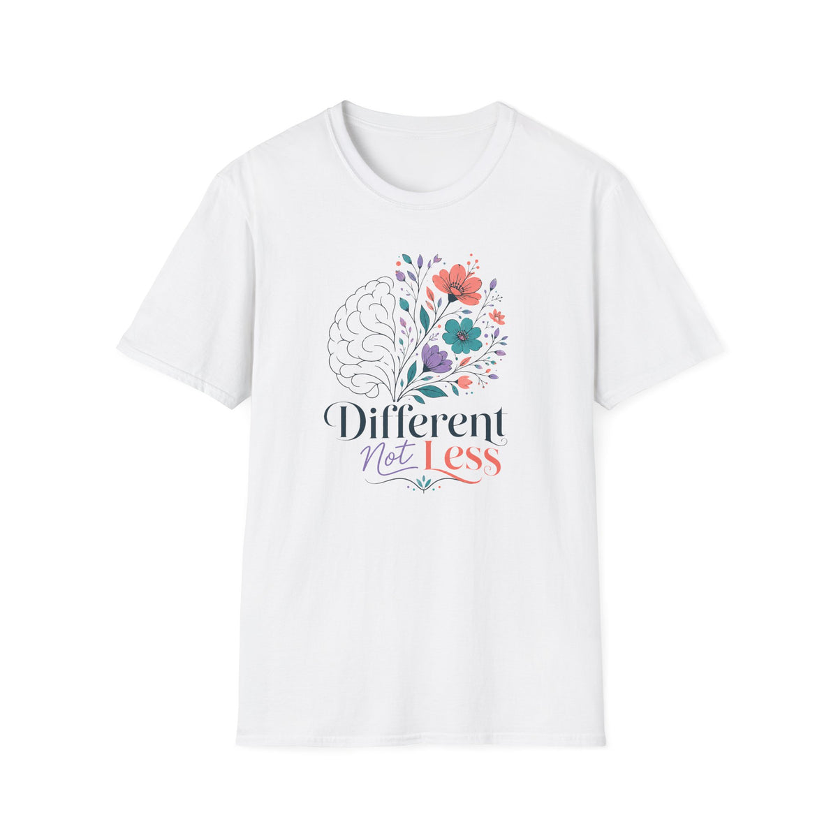 Different Not Less Floral Brain T-Shirt