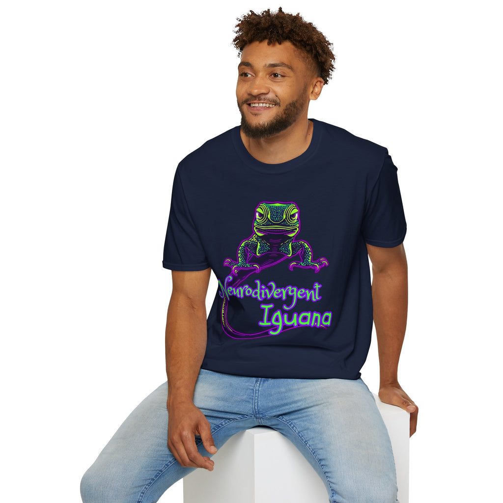 Neurodivergent Iguana T‑Shirt — Neon Lizard Pride Tee