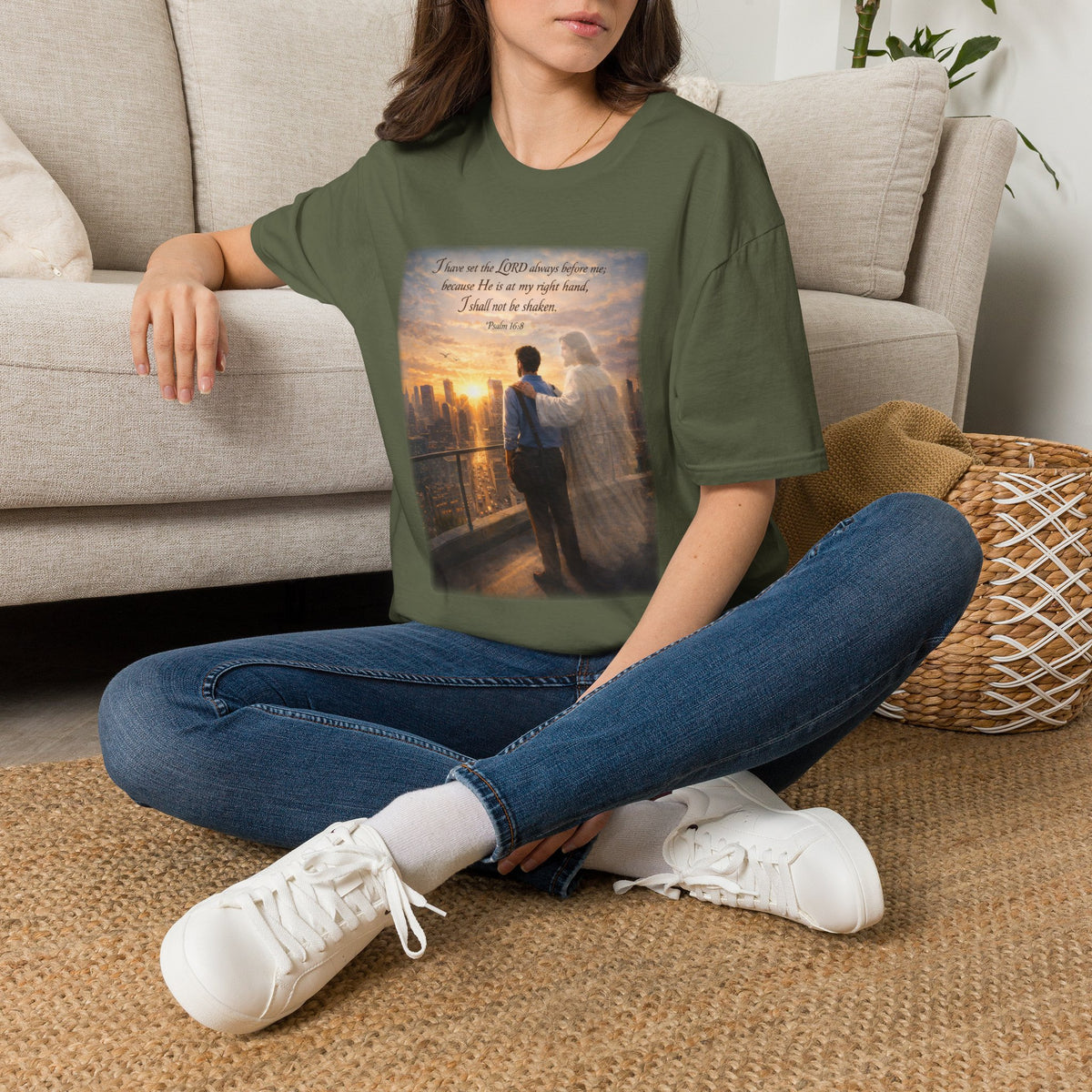 Christian Faith T-Shirt — Psalm 16:8 "I Have Set the LORD Always Before Me" Inspirational Tee