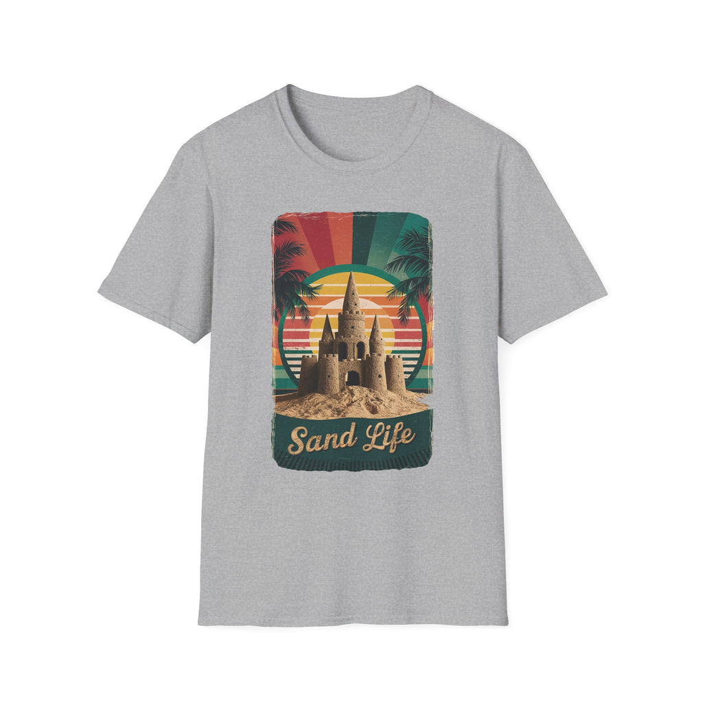 Sand Life T-Shirt — Retro Palm Tree Sandcastle Beach Tee