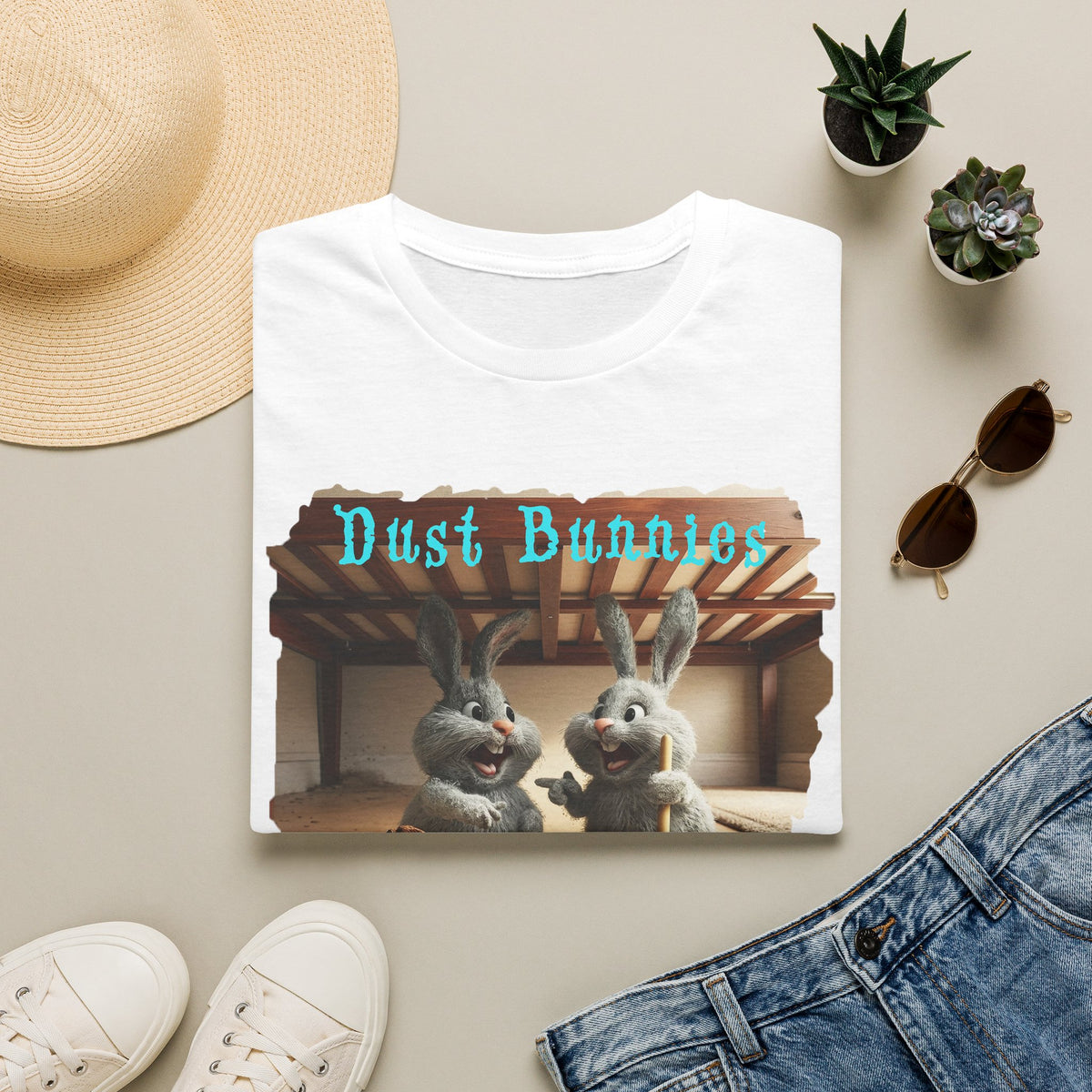 Dust Bunnies T-Shirt — Cute Bunny Cartoon Graphic Tee