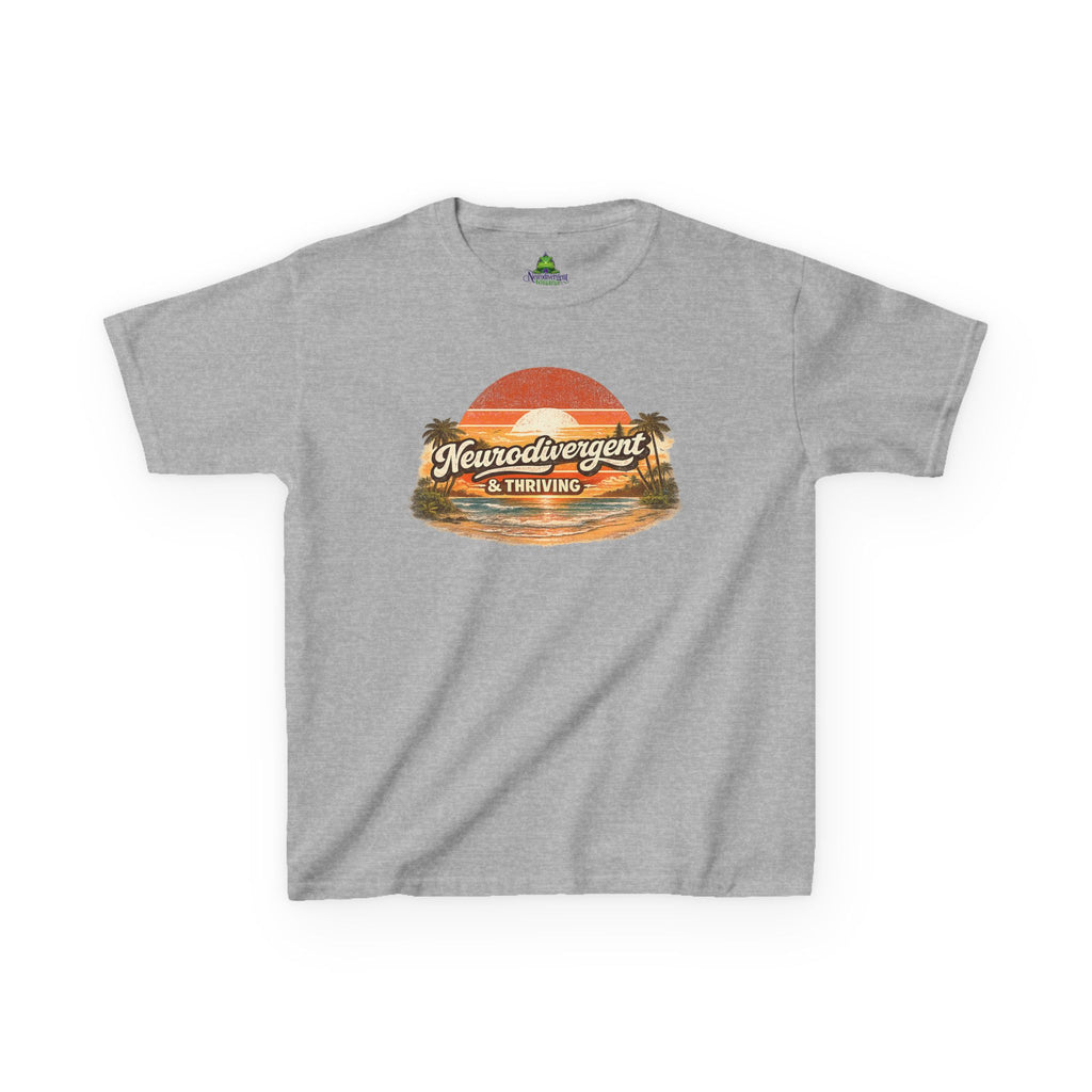 Kids T-Shirt — "Neurodivergent & Thriving" Retro Sunset Tee