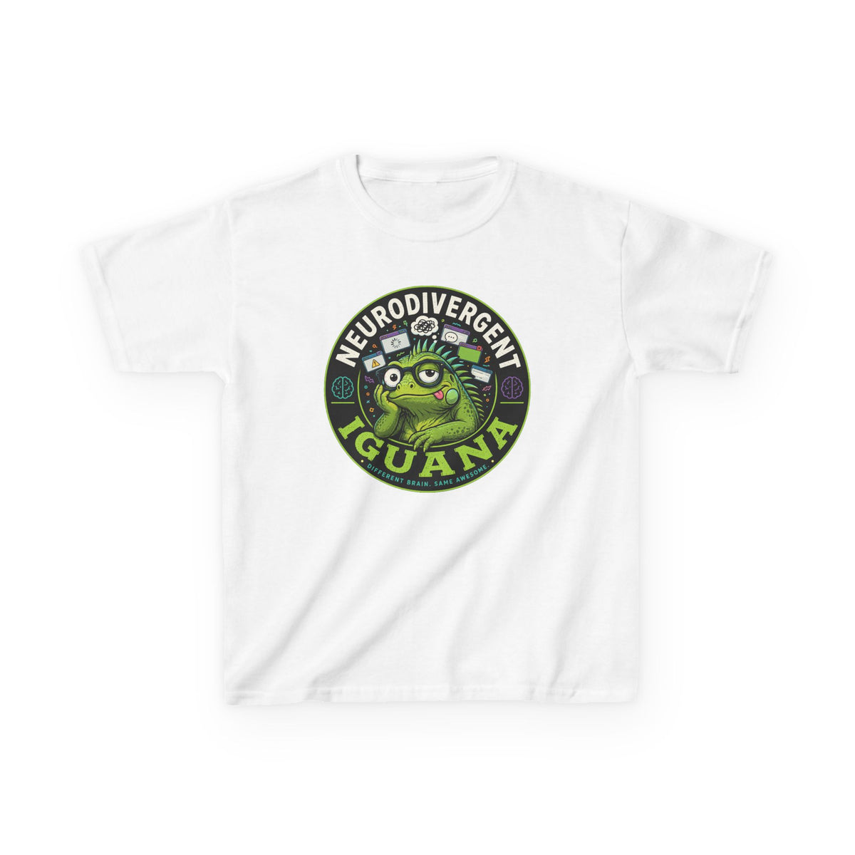 Kids T‑Shirt — "Neurodivergent Iguana" Graphic Tee