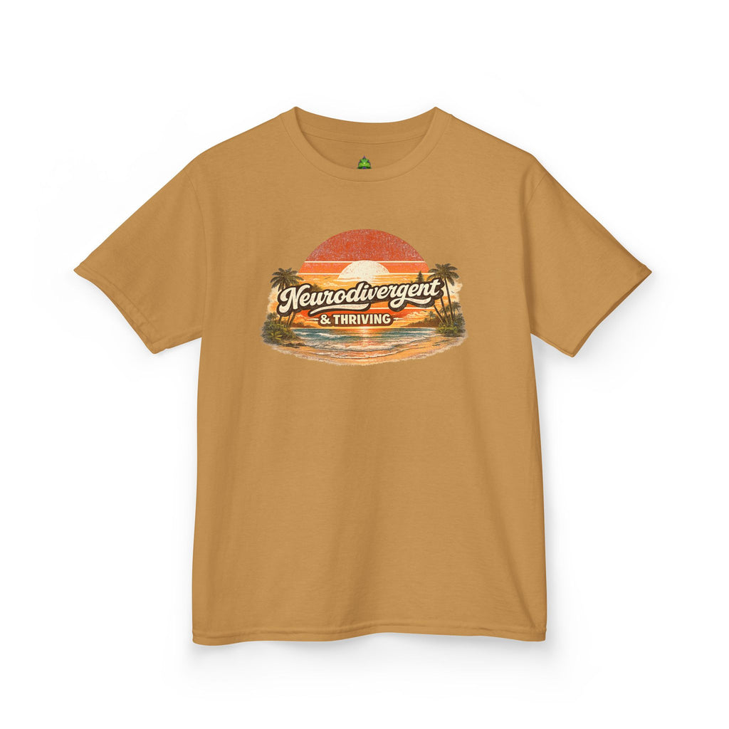 Kids T-Shirt — "Neurodivergent & Thriving" Retro Sunset Tee