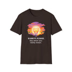 Clarity Please T-Shirt — "Clarity, please. Say what you really mean." Sunset Lightbulb Graphic