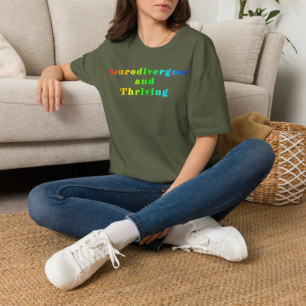 Neurodivergent and Thriving T-Shirt – Rainbow Pride Neurodiversity Tee