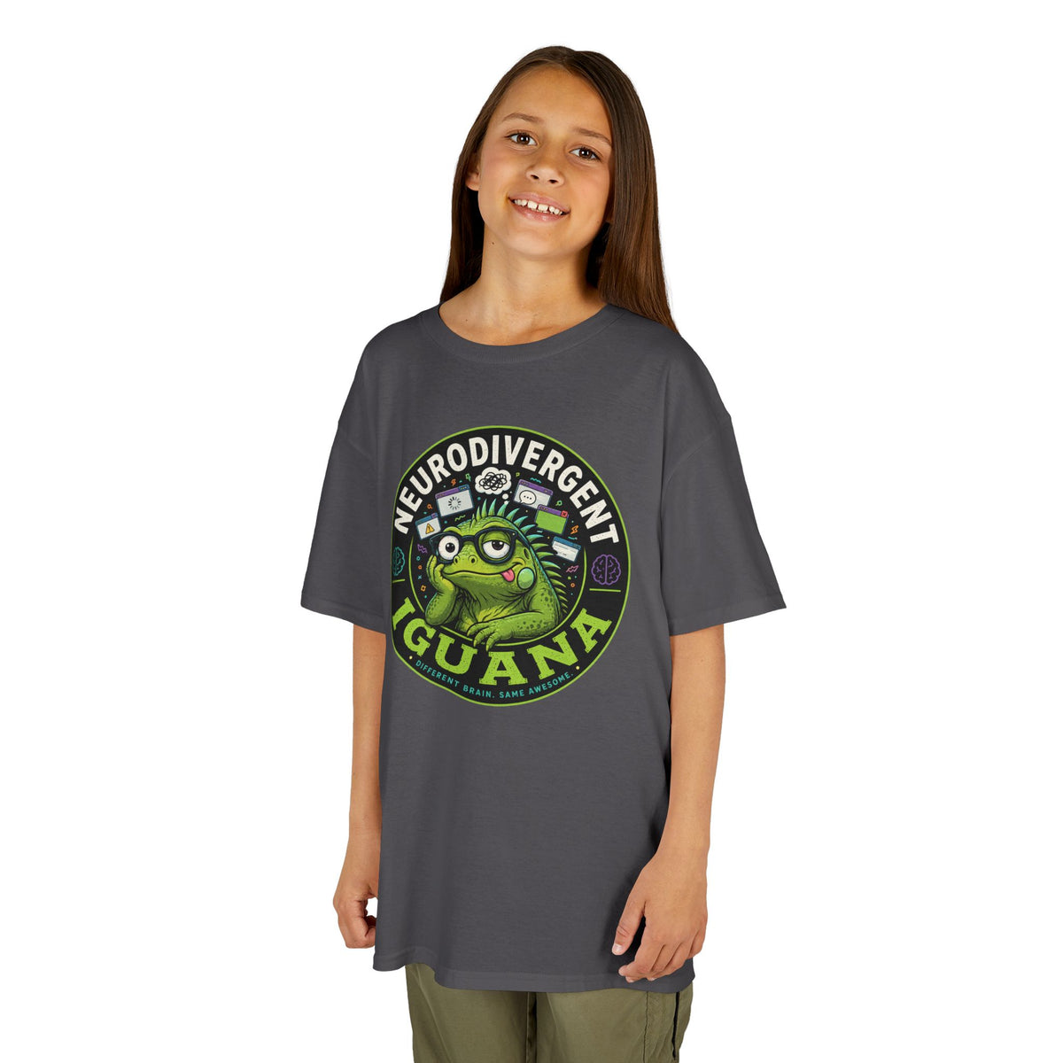 Kids T‑Shirt — "Neurodivergent Iguana" Graphic Tee