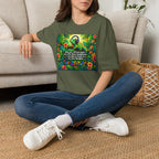 Autism Awareness T-Shirt — 'I Love Music, I Hear Headphones' Floral Design