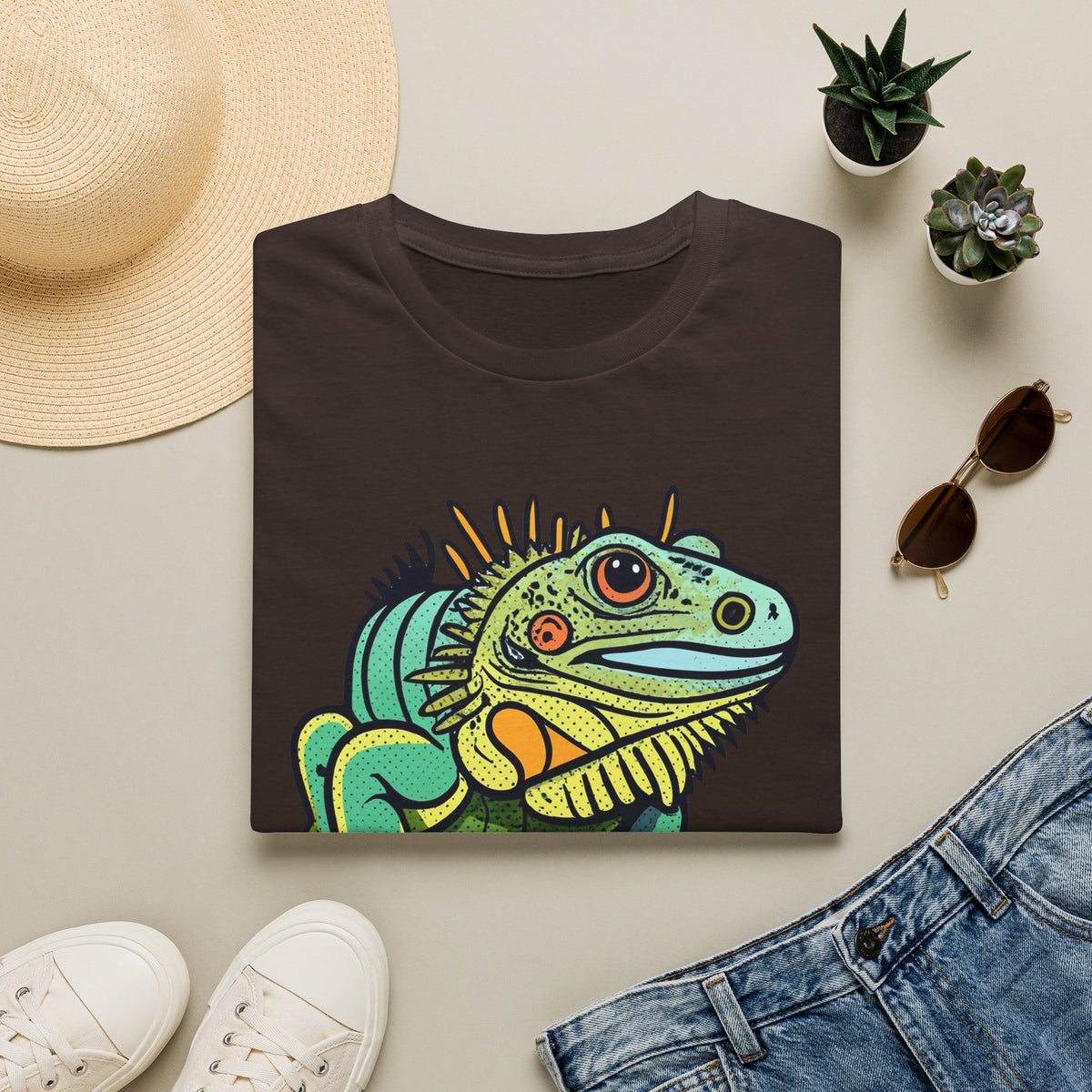 Iguana Graphic T-Shirt — Colorful Tropical Reptile Tee