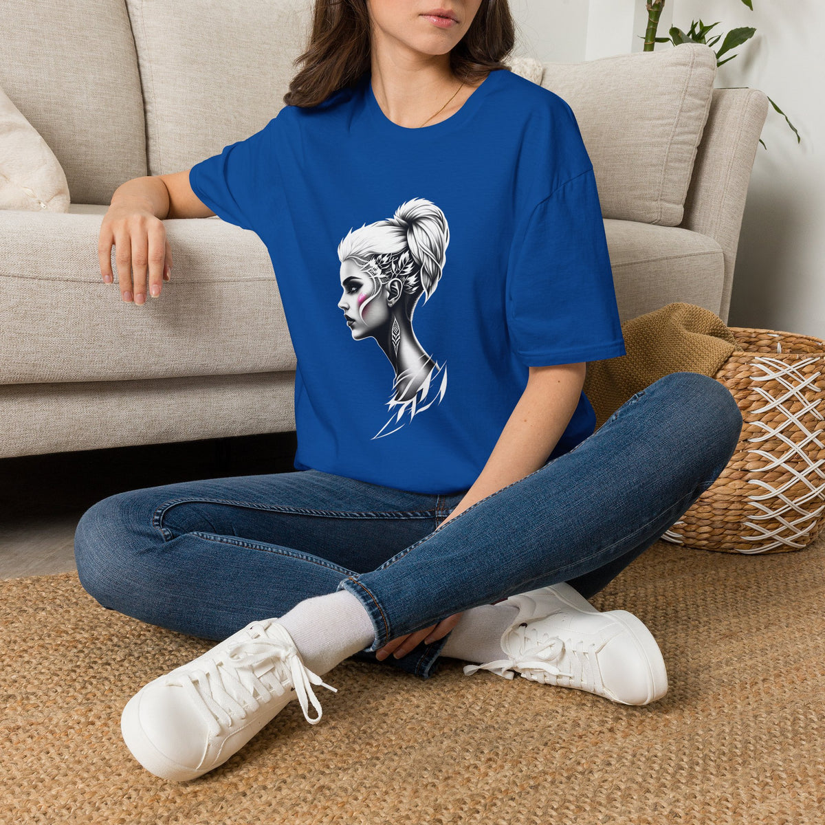 Women’s Portrait Tee — Artistic Side Profile Face Graphic T-Shirt
