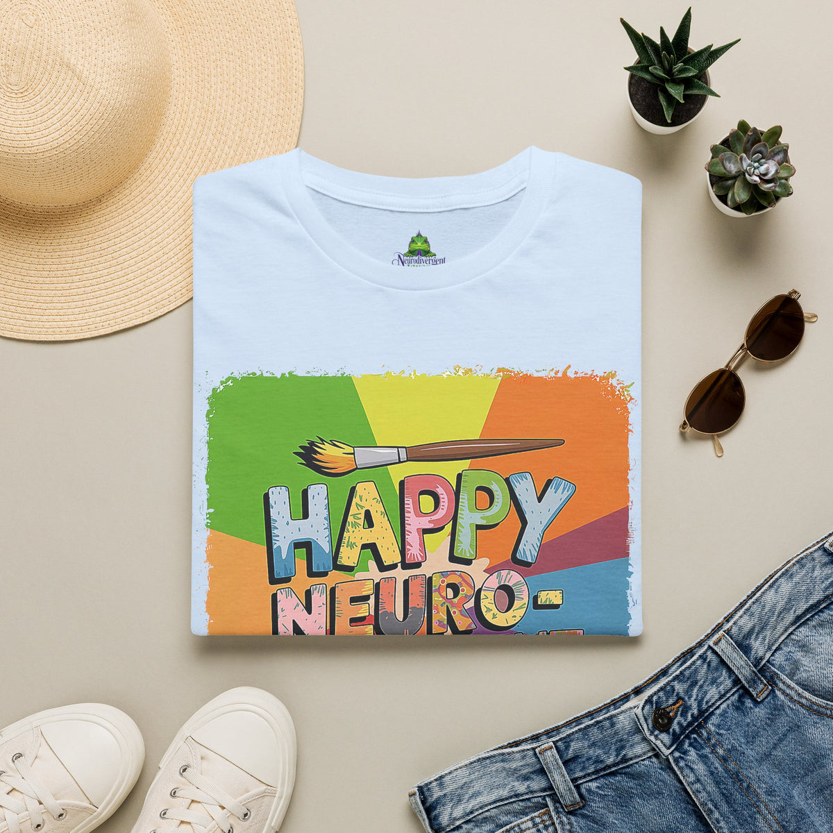 Happy Neurodivergent T-Shirt — Colorful Pride Art Tee