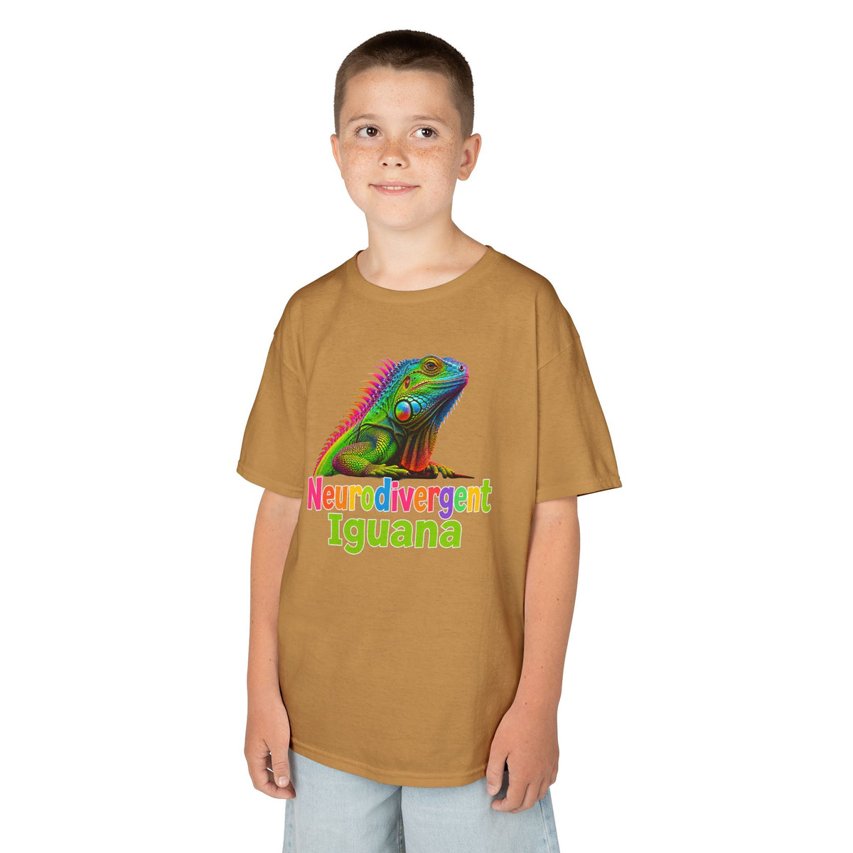 Kids T‑Shirt — Colorful "Neurodivergent Iguana" Graphic Tee