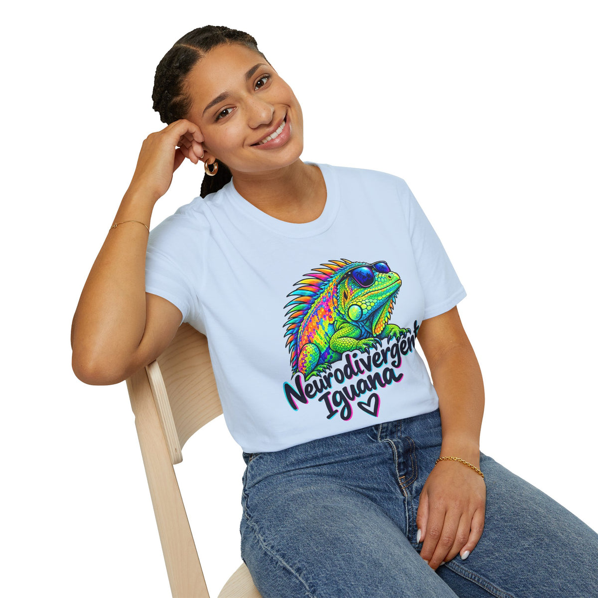 Neurodivergent Iguana T-Shirt – Colorful Pride Lizard Tee for Neurodiversity Awareness