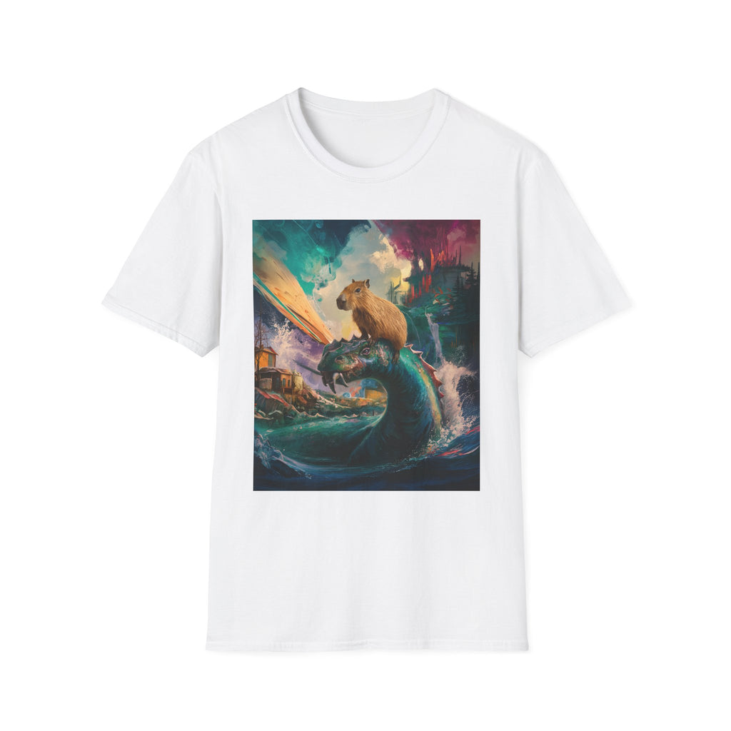 Surreal Capybara Wave T-Shirt — Colorful Fantasy Animal Tee