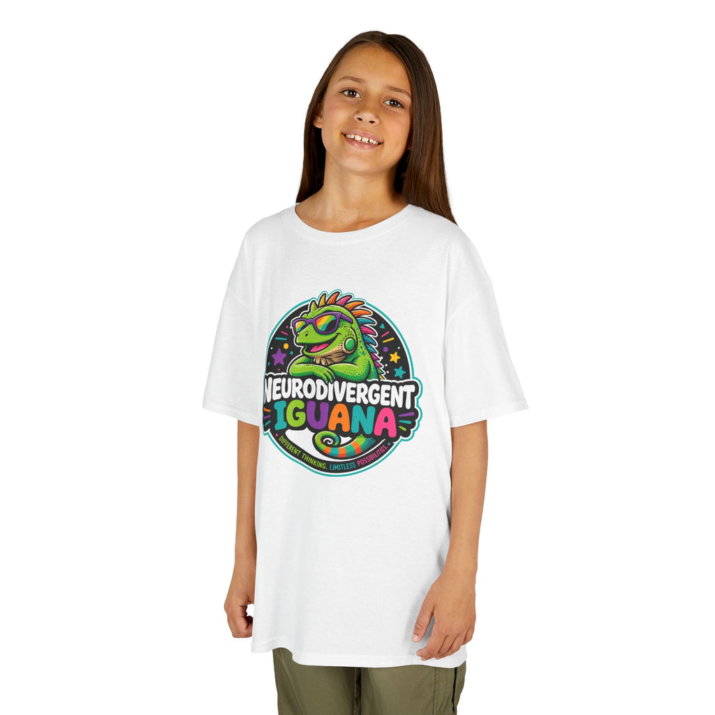 Kids T‑Shirt — "Neurodivergent Iguana" Colorful Pride Tee