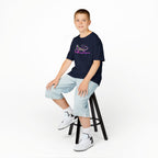 Kids Tee — Neon Green & Purple Iguana Graphic “Fluorescent Iguana”